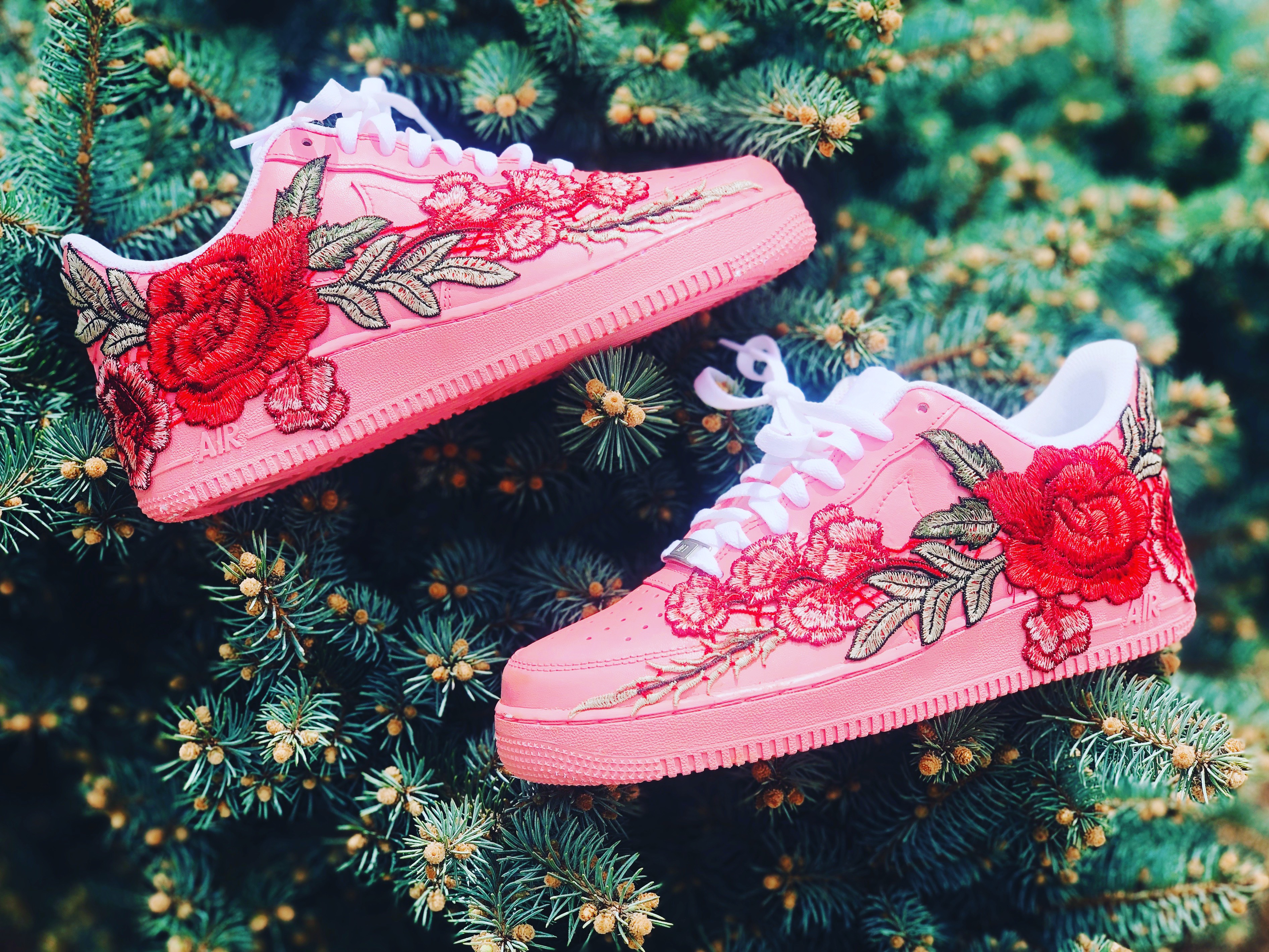 Nike Air Force One Pink Floral - Smoove Creations